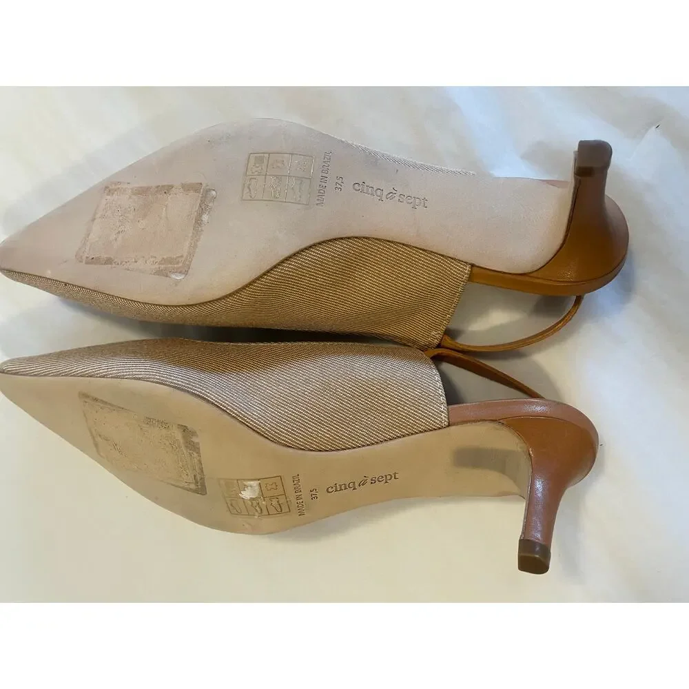 CINQ A SEPT Slyvie Denim Slingback Pumps